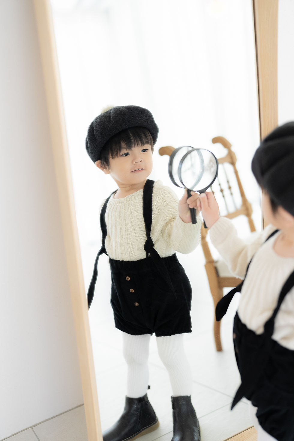 サムネイル： 【Popelin】Black corduroy culotte with removable straps and placket