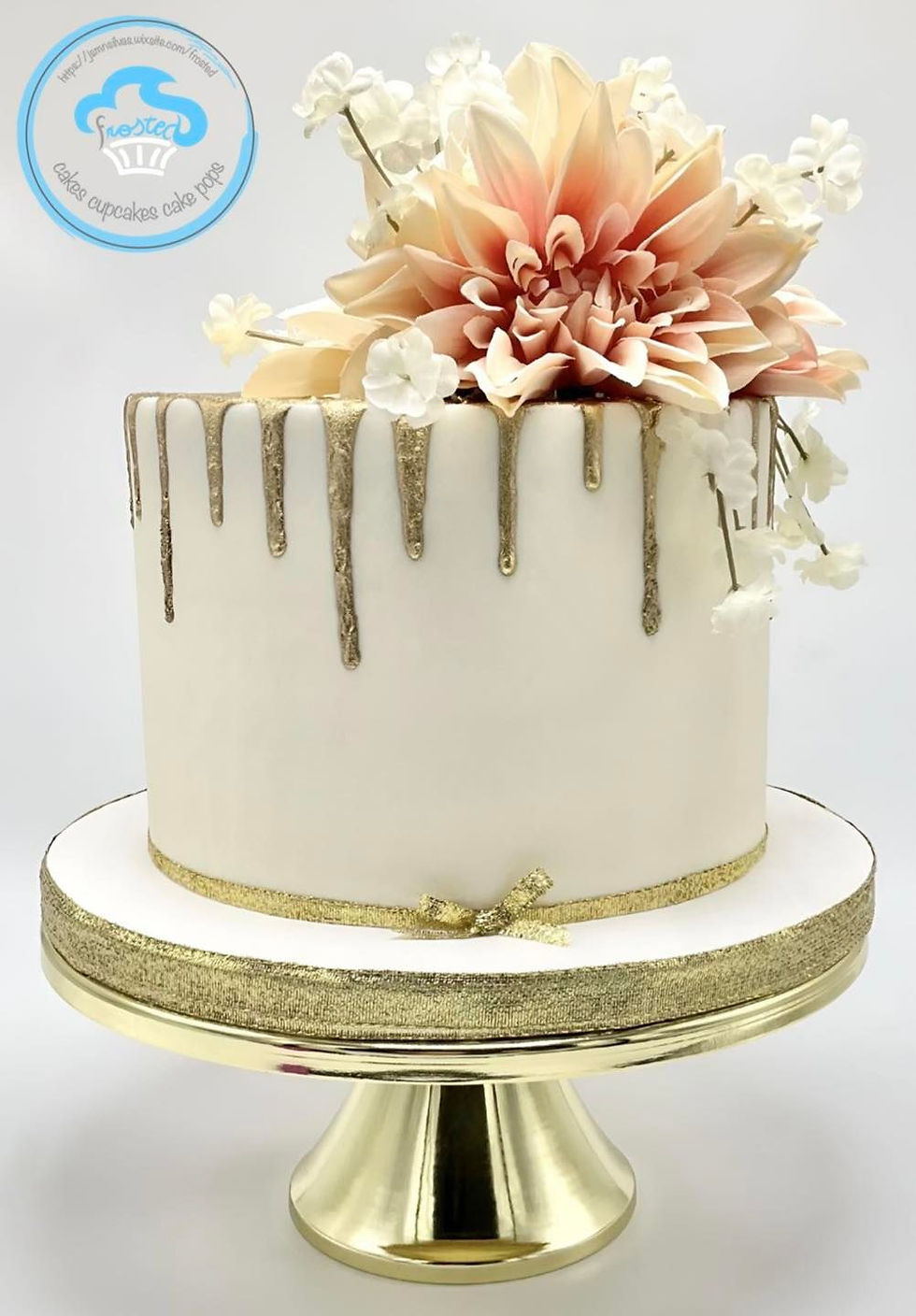 gold drip wedding cake