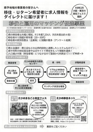 「移住と雇用のマッチング促進事業」について