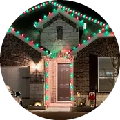 Example of professional holiday lighting installed in Windhaven neighborhood, Plano.