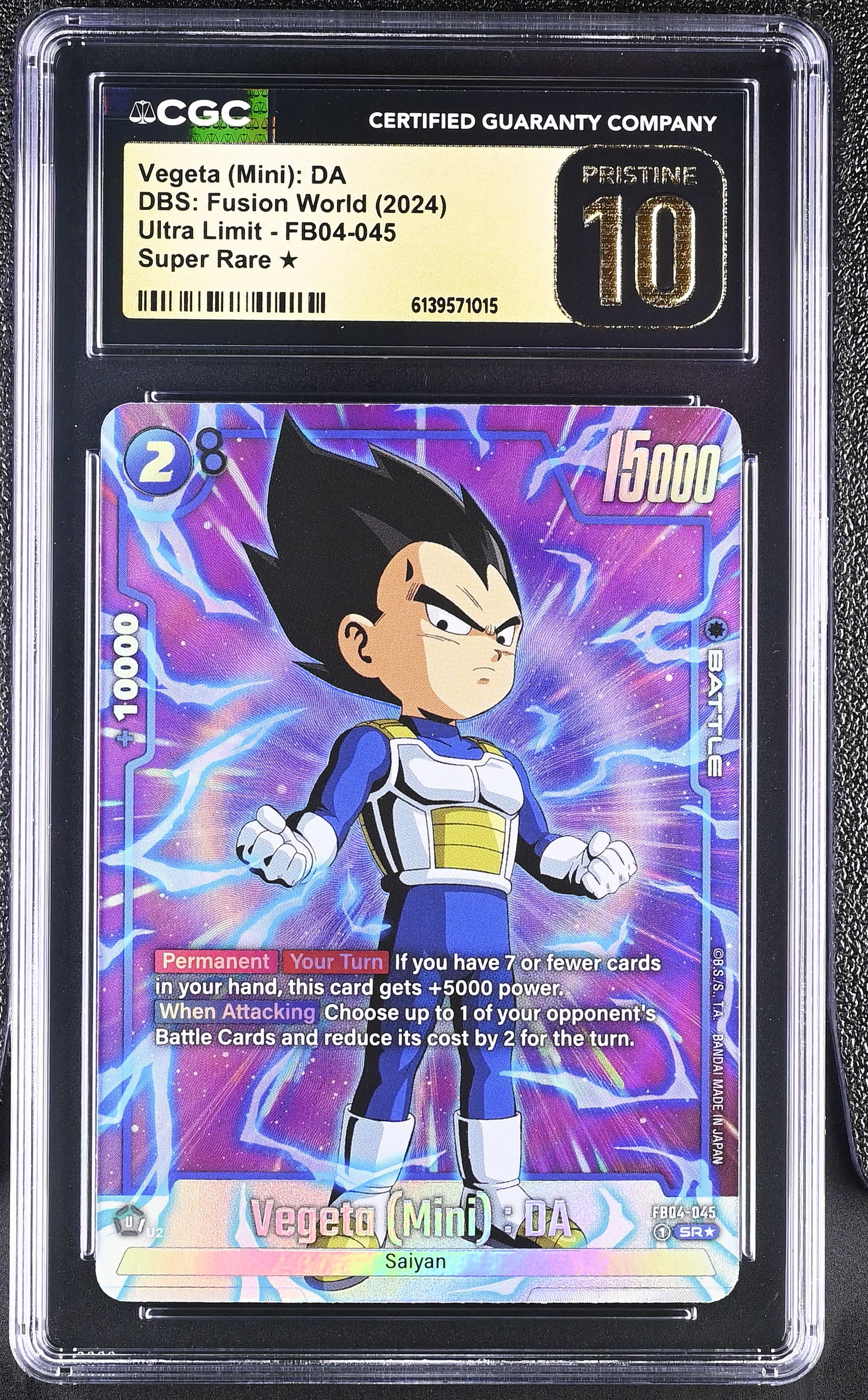 CGC Pristine 10 Vegeta Mini DA FB04-045 SR Dragon Ball Super Fusion World