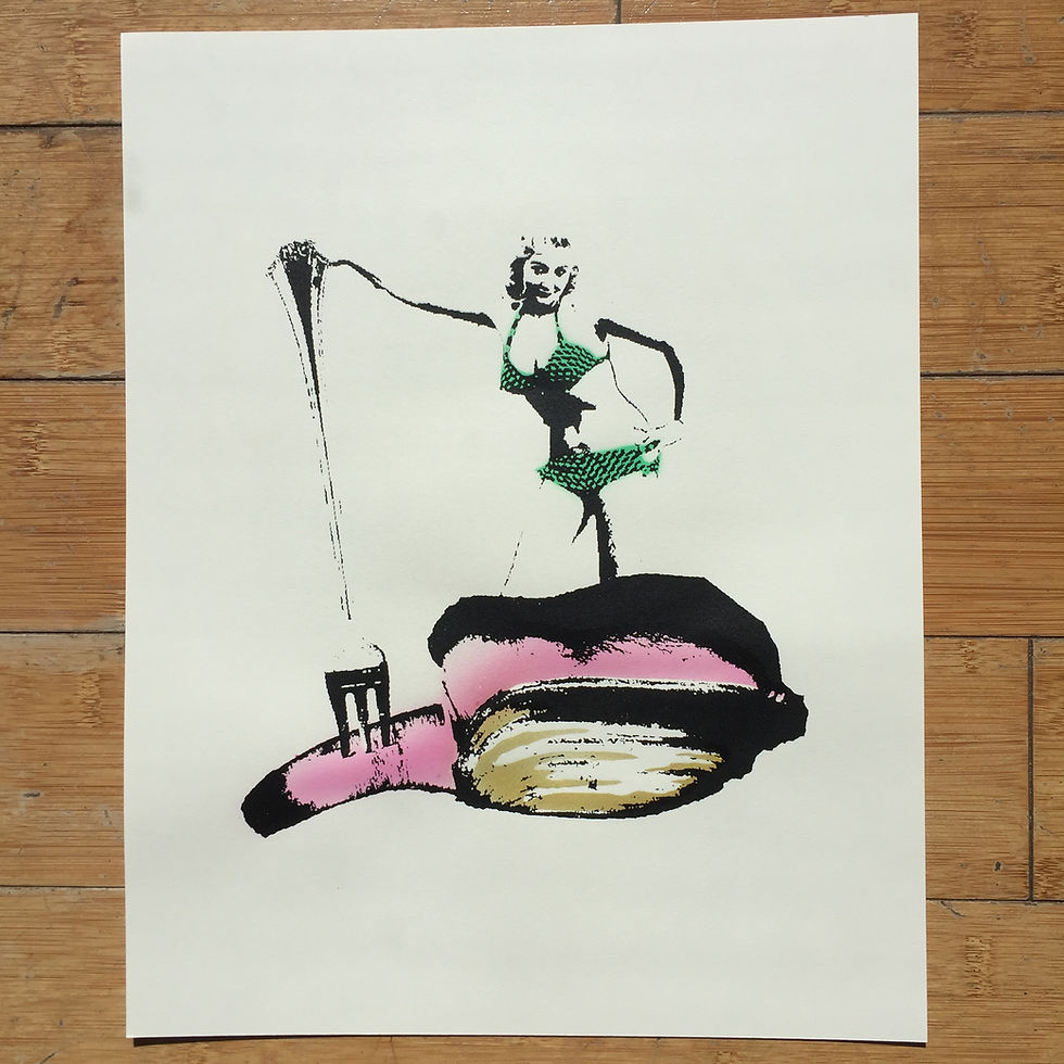 Sally Harrington and geoduck kill silkscreen print