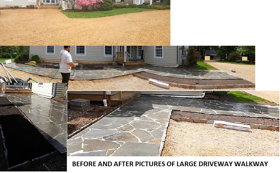 before and after flagstone walkway