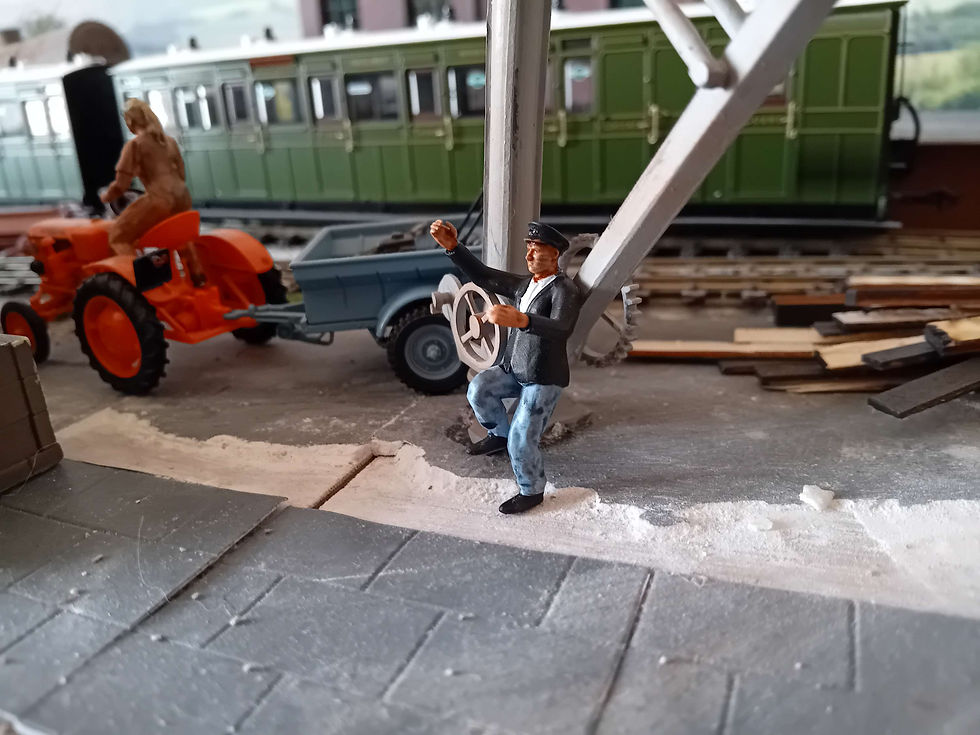 Thumbnail: Fig: 29 O Gauge loco crew member climbing into cab