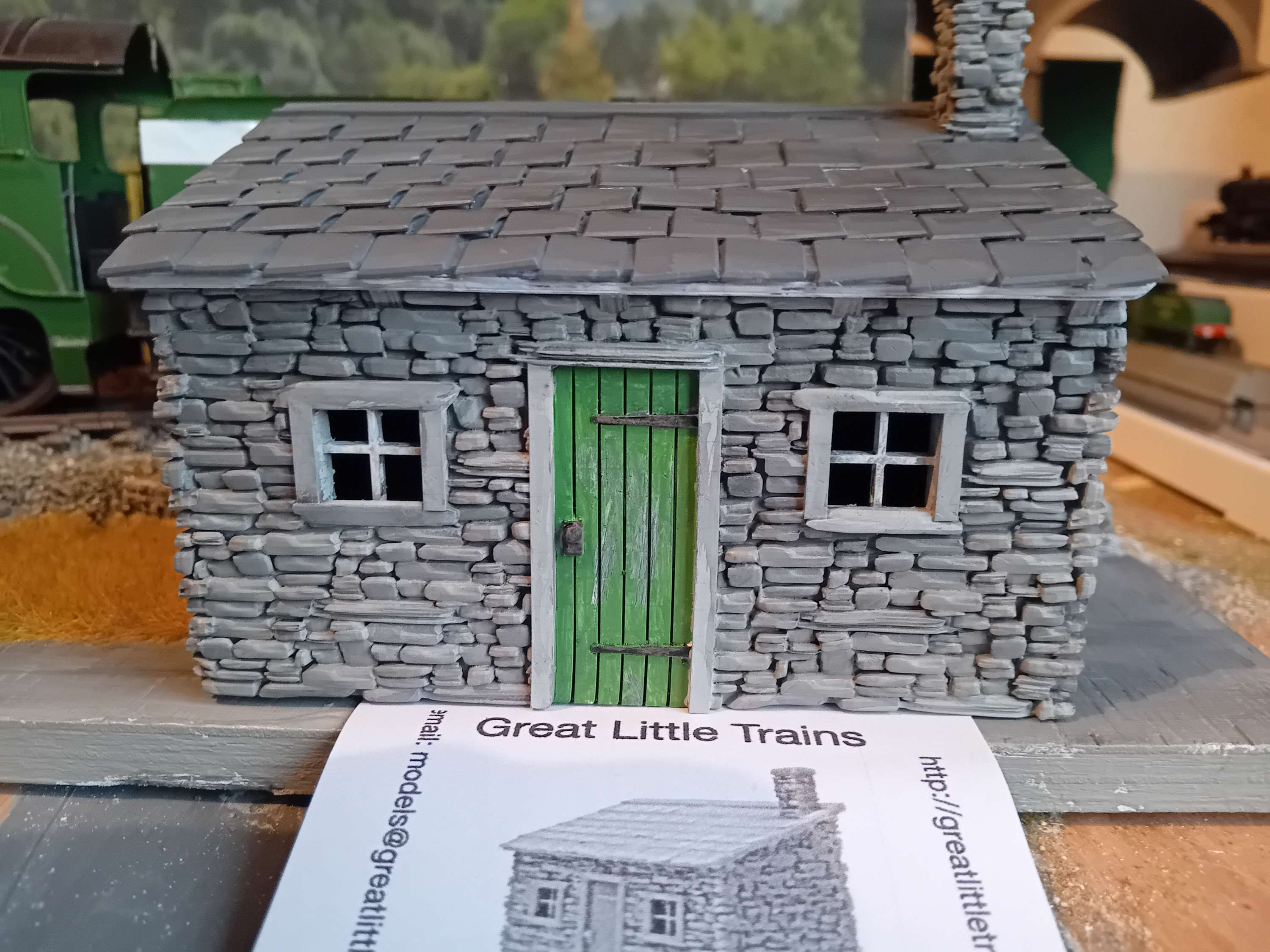O Gauge LINESIDE HUT  3D printed and hand painted, colour washed and weathered. 