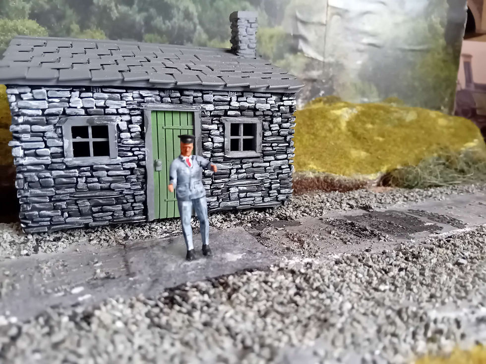 Thumbnail: Fig: 21: O Gauge steam loco driver standing  right arm on regulator