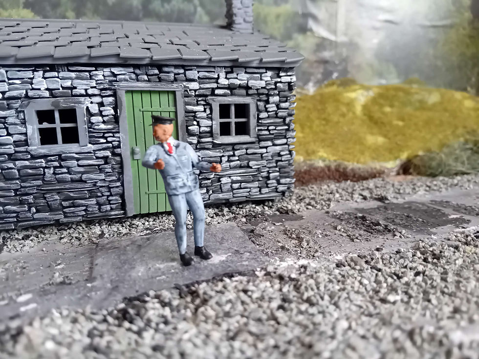 Thumbnail: Fig: 19: O Gauge steam driver stang, looking backwards over right shoulder