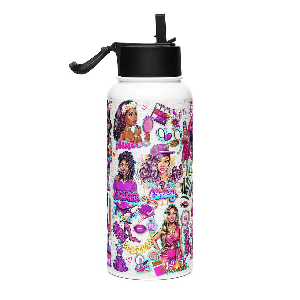 Thumbnail: Coconut Splash Graffiti Stainless steel water bottle with straw & lid