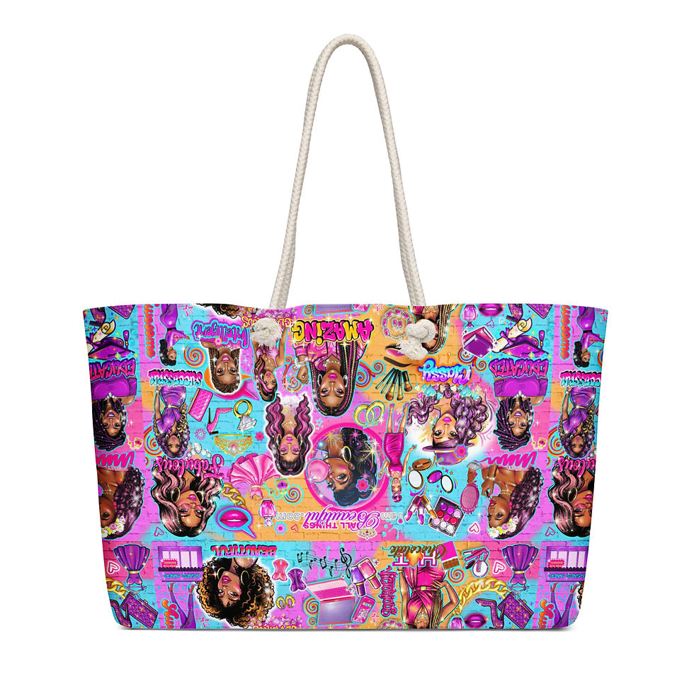 Thumbnail: Urban City Pretty Girl Vibes Graffiti  Oversized Weekender Bag