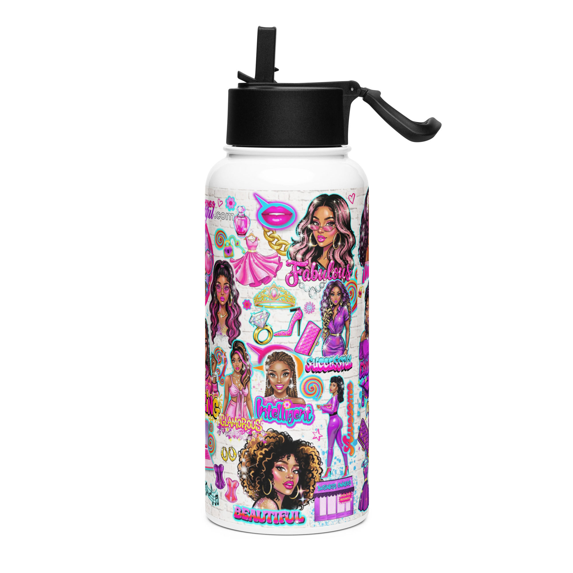 Coconut Splash Graffiti Stainless steel water bottle with straw & lid