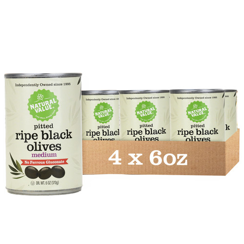 Olives Medium Black Pitted NFG 6oz 4pk | Natural Value