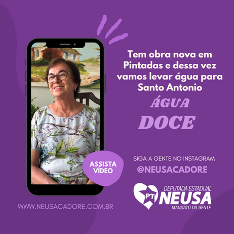 ÁGUA DOCE: tem obra nova em Pintadas e dessa vez vamos levar água para Santo Antônio