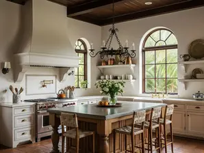 Spanish Colonial Farmhouse Kitchen Courtyard Home West Palm Beach