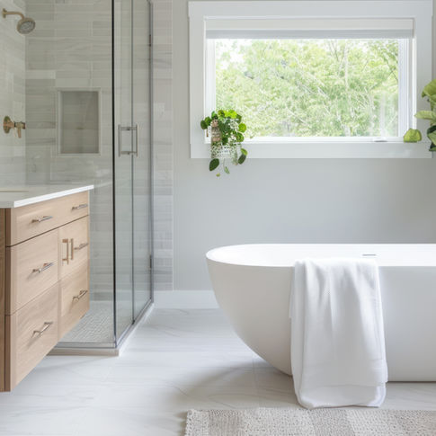 Small bathroom remodel in West Palm Beach, maximizing space with floating vanity and smart storage