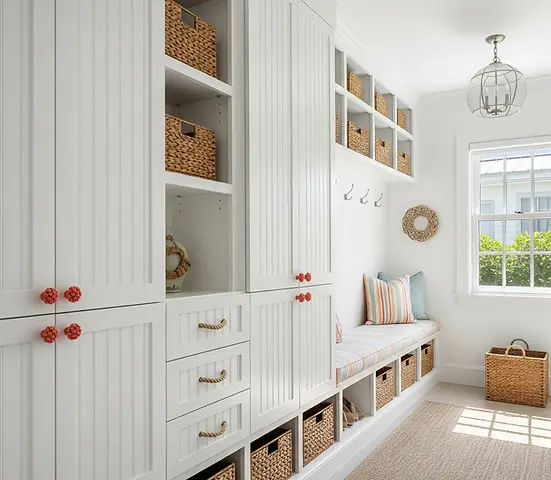 Cubby bench mudroom storage Boca Raton FL.webp