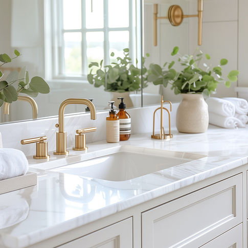 Luxury master bathroom remodel in Palm Beach Gardens with marble finishes and pool views