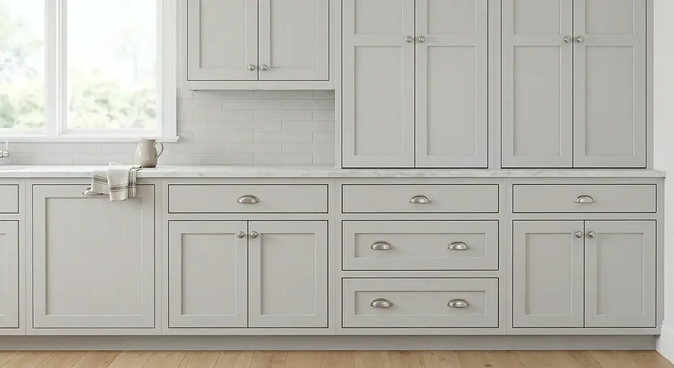 Proper knob placement on shaker cabinet doors showing traditional corner positioning and classic centered placement