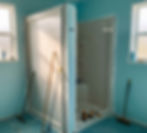 Fiberglass shower kit installation for budget bathroom remodel in Jupiter FL