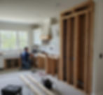 a Mid-renovation Florida kitchen showing hurricane-rated shear wall installation