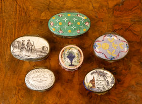 cabinet decor, antique porcelain boxes and containers