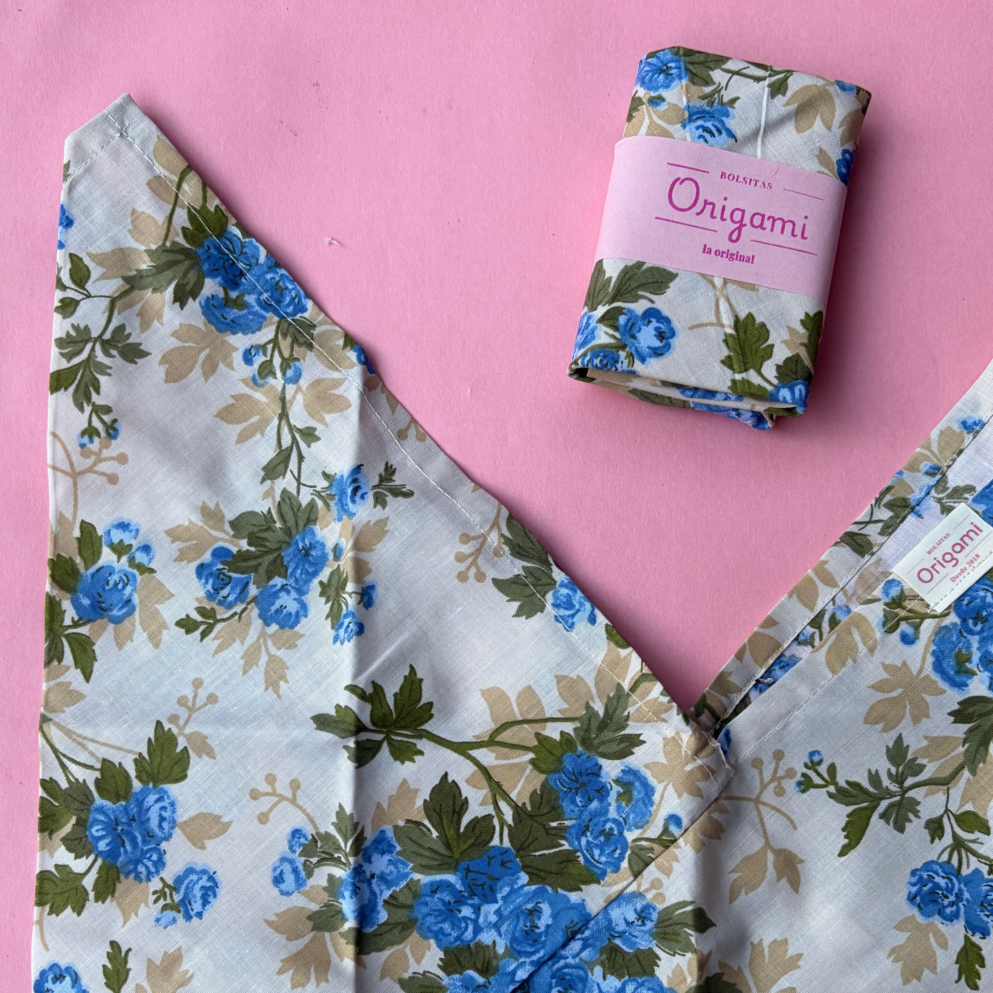 Bolsita Origami - rosas celestes