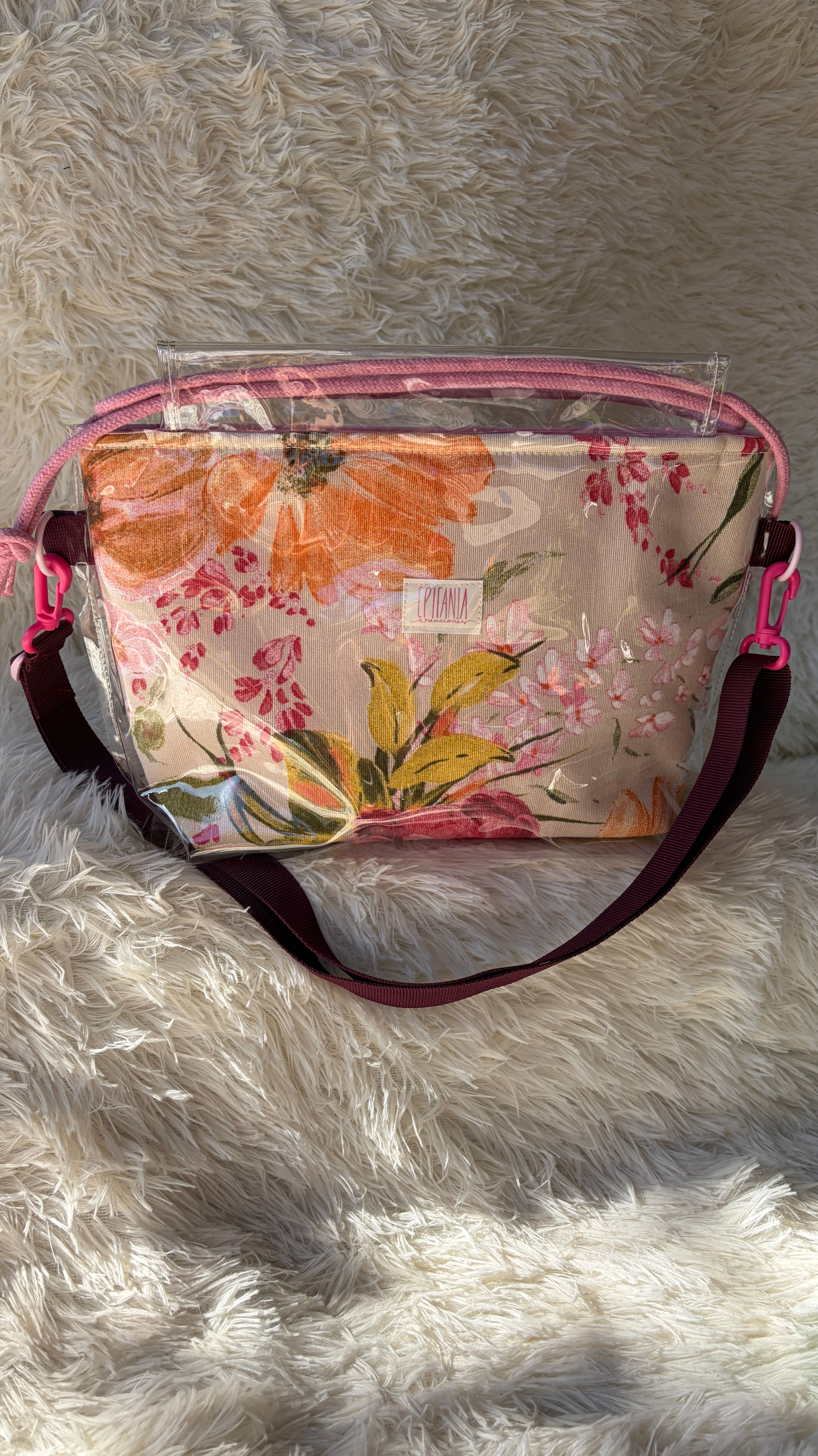 Bolso Cristal - flor rosa