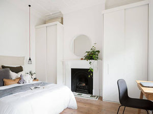 Stanmore House heritage conservation extension bedroom with fireplace