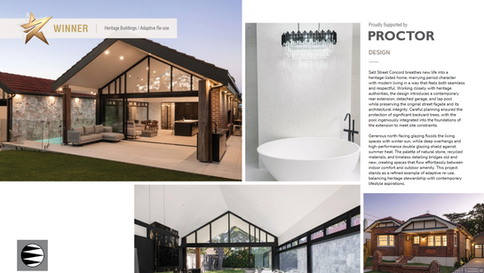 Distinct Innovations - Winner - Salt St Concord - Best Heritage - Winning Design Australia Magazine Contents Page BDAA National Design Awards 2025 Pages 46-47