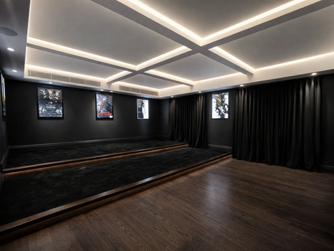 crawford creek house new acerage home black theatre room with dark timber flooring