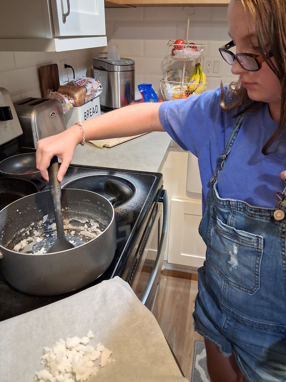 girl in kitchen cooking