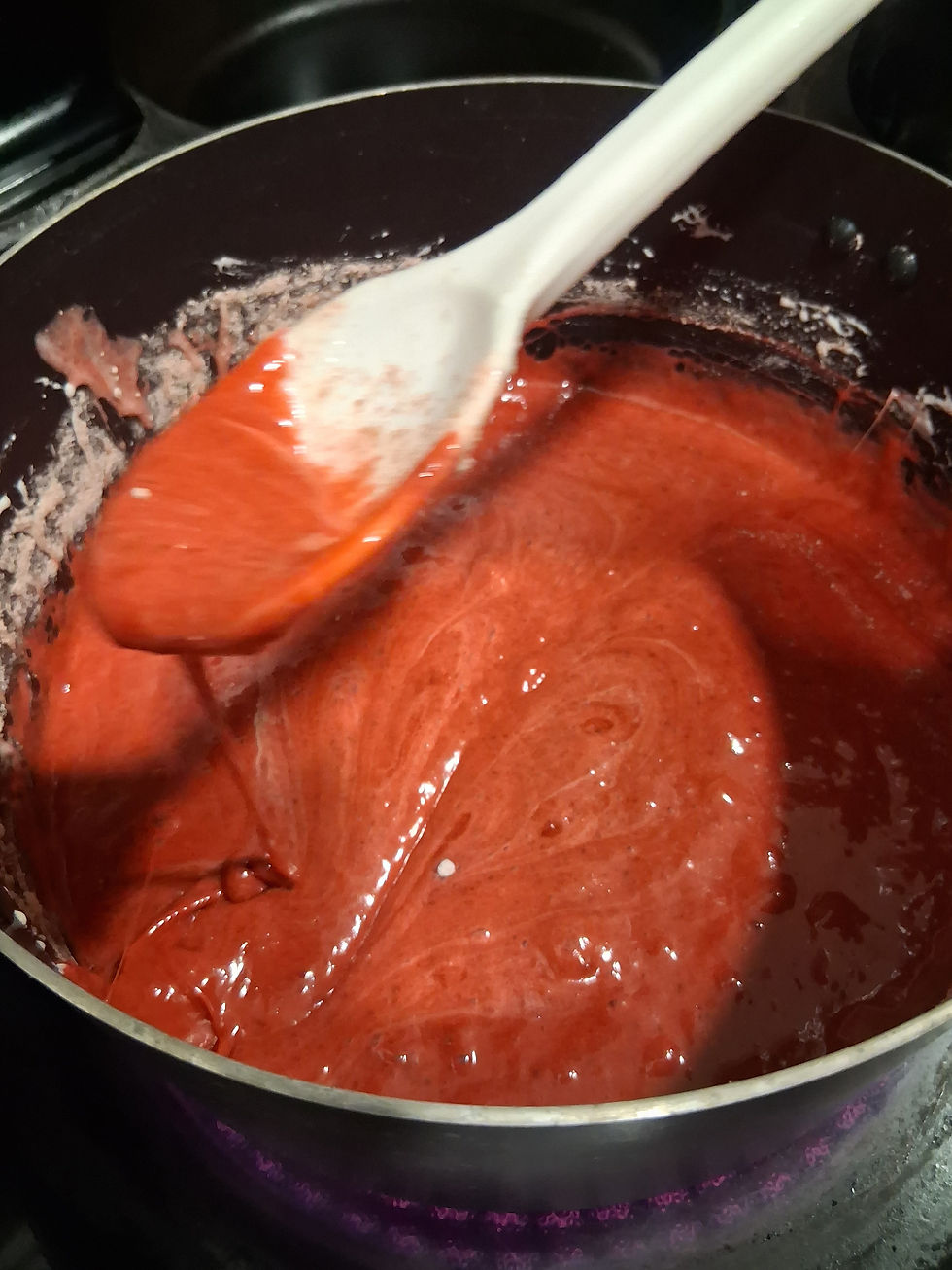 Red melted marshmallows