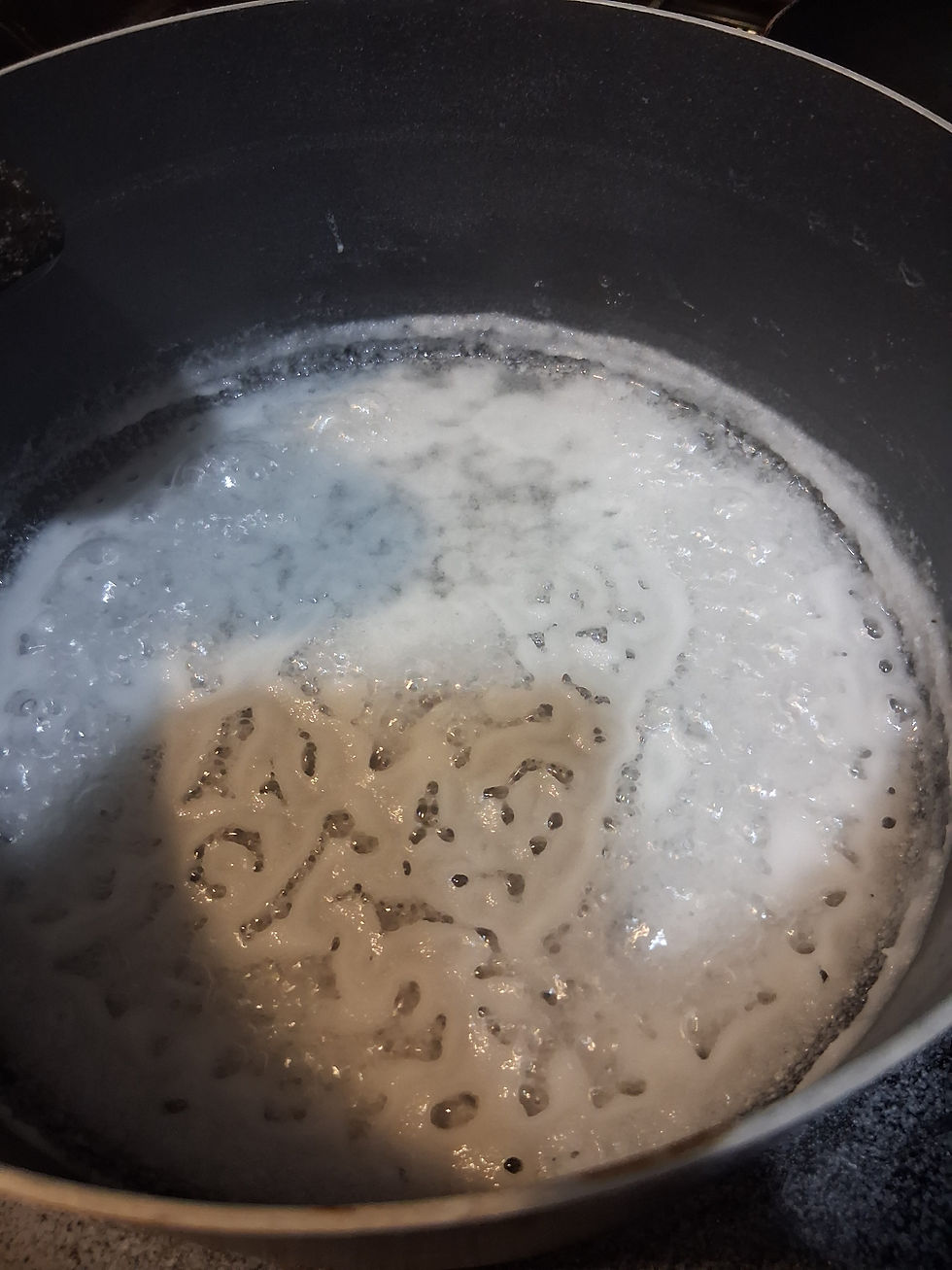 Salt in a pan after water has evaporated.
