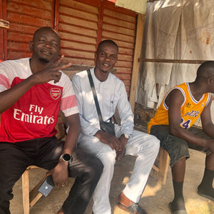 Talking football with these Arsenal supporters in Lagos, Nigeria.
