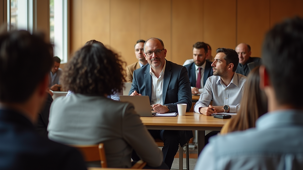 Eye-level view of a diverse group of people engaged in a community discussion