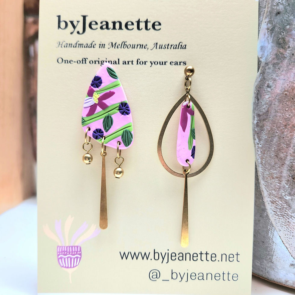 Thumbnail: Pink abstract floral dangles (no. 6)