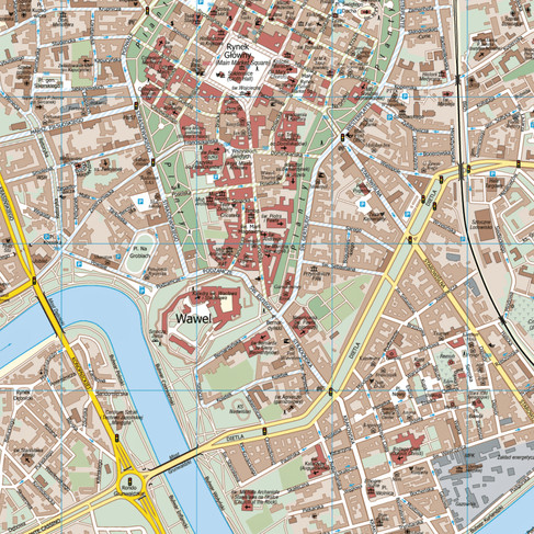 خارطة كراكوف ، السوق القديم الجزء التاريخي في كراكوف وسط البلد