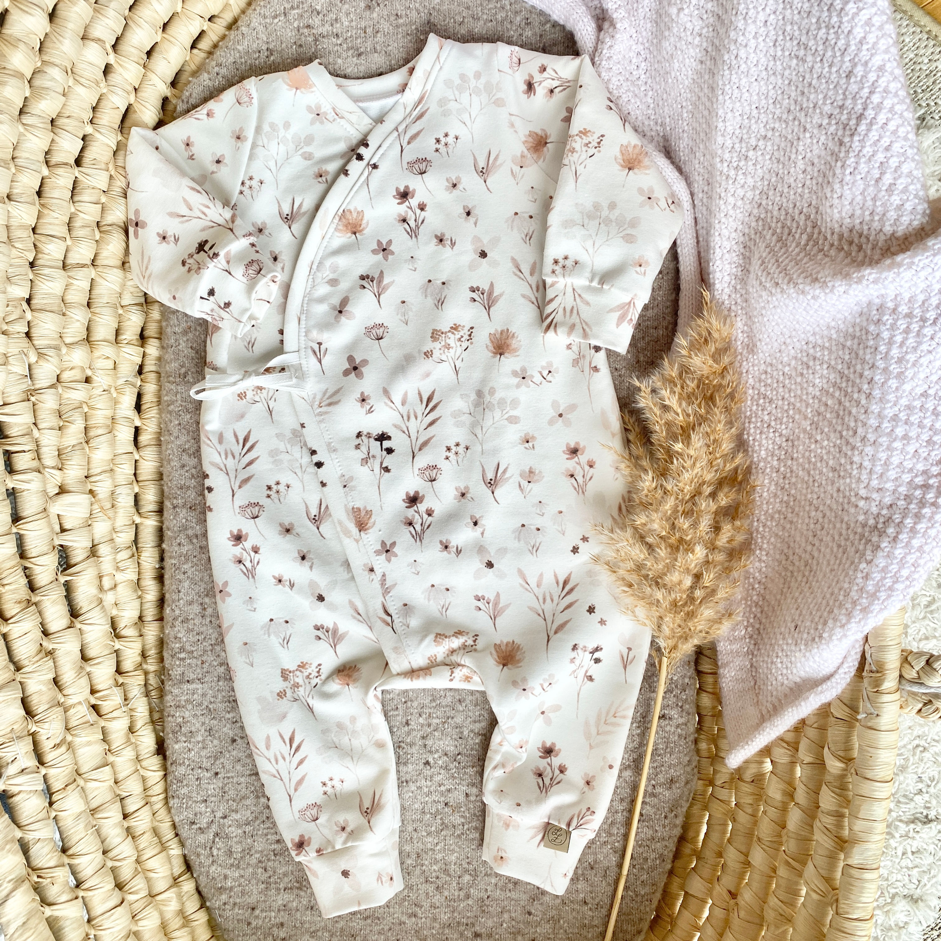 Wickelstrampler Herbstblumen FrenchTerry