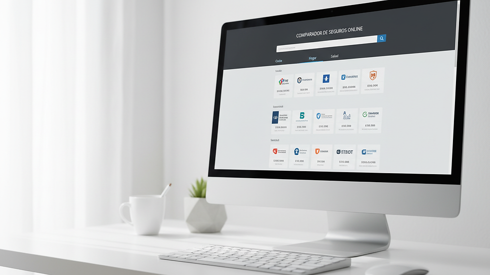 Plano detalle de pantalla de ordenador con comparador de seguros online