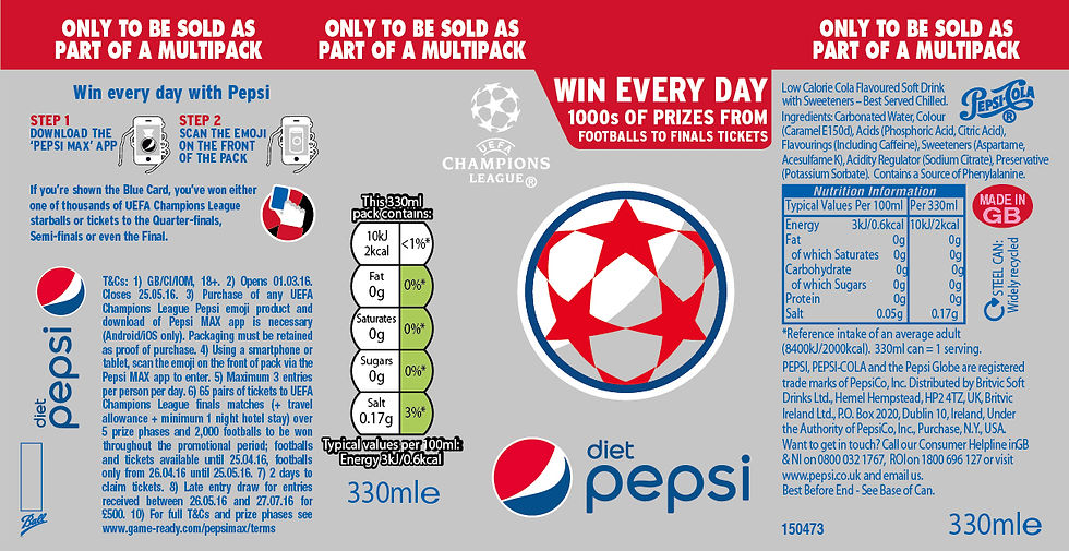 Diet Pepsi Emoji 330ml label