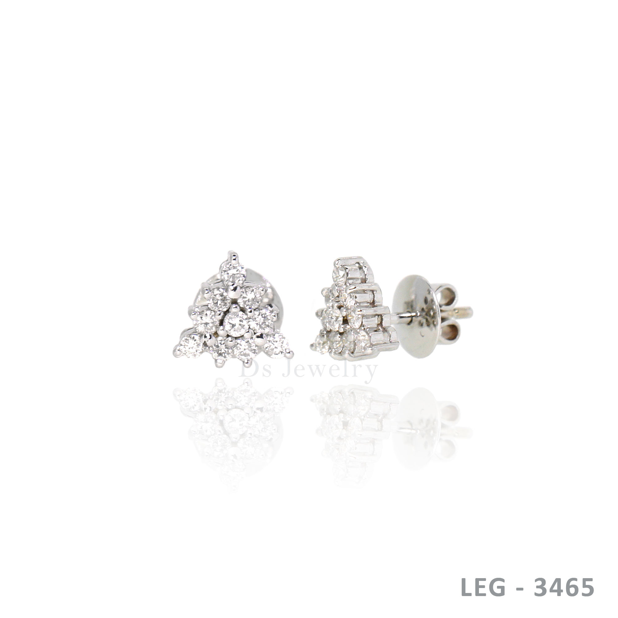 14K-WG Triangle with Dia Earrings BIG SALE