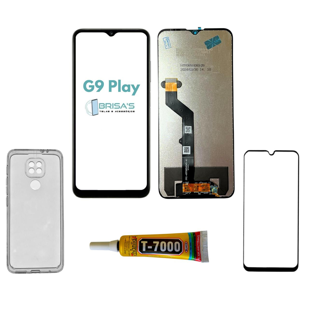 Tela Frontal G9 Play/XT2083 + Capinha + Película 3D + Cola