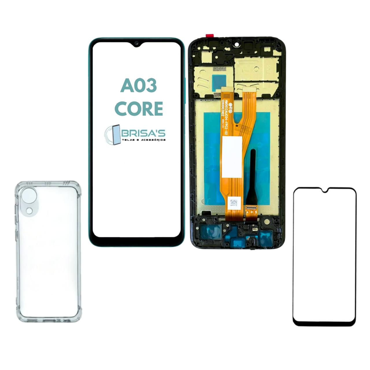 Tela Frontal A03 Core/A032 C/ Aro + Capinha + Película 3D