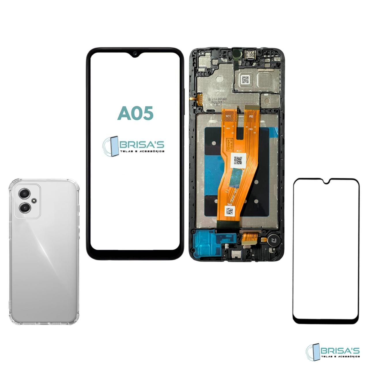 Tela Frontal A05/A055 C/ Aro+ Capinha + Película 3D + Cola