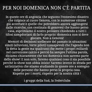 PER NOI DOMENICA NON C'È PARTITA