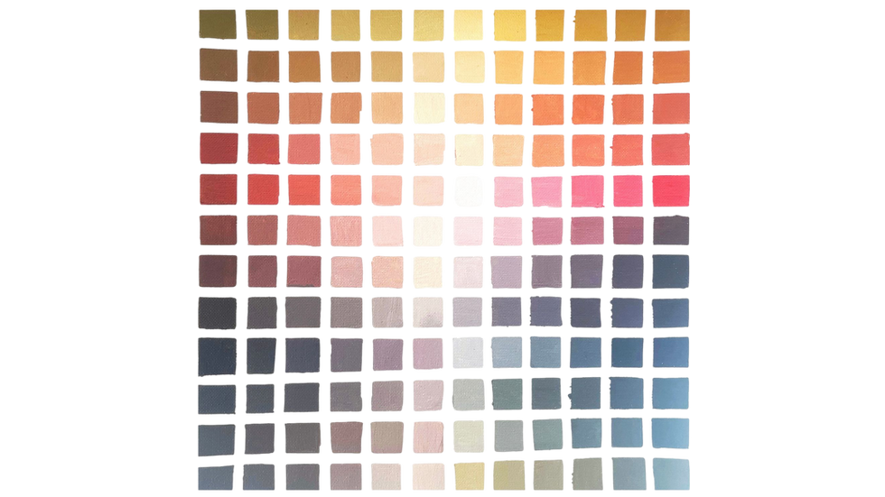 Grid of diverse skin tone color swatches