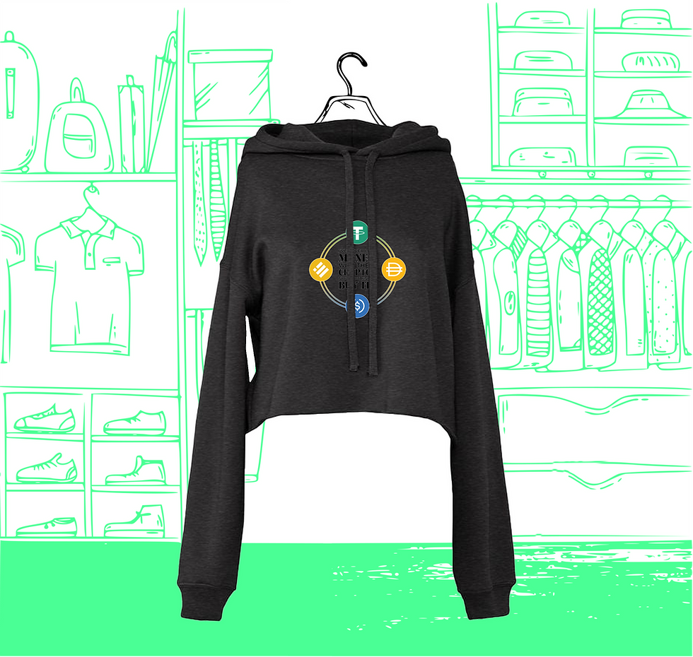 Sweat Hoodie Crop Femme Stablecoin Visuel Face