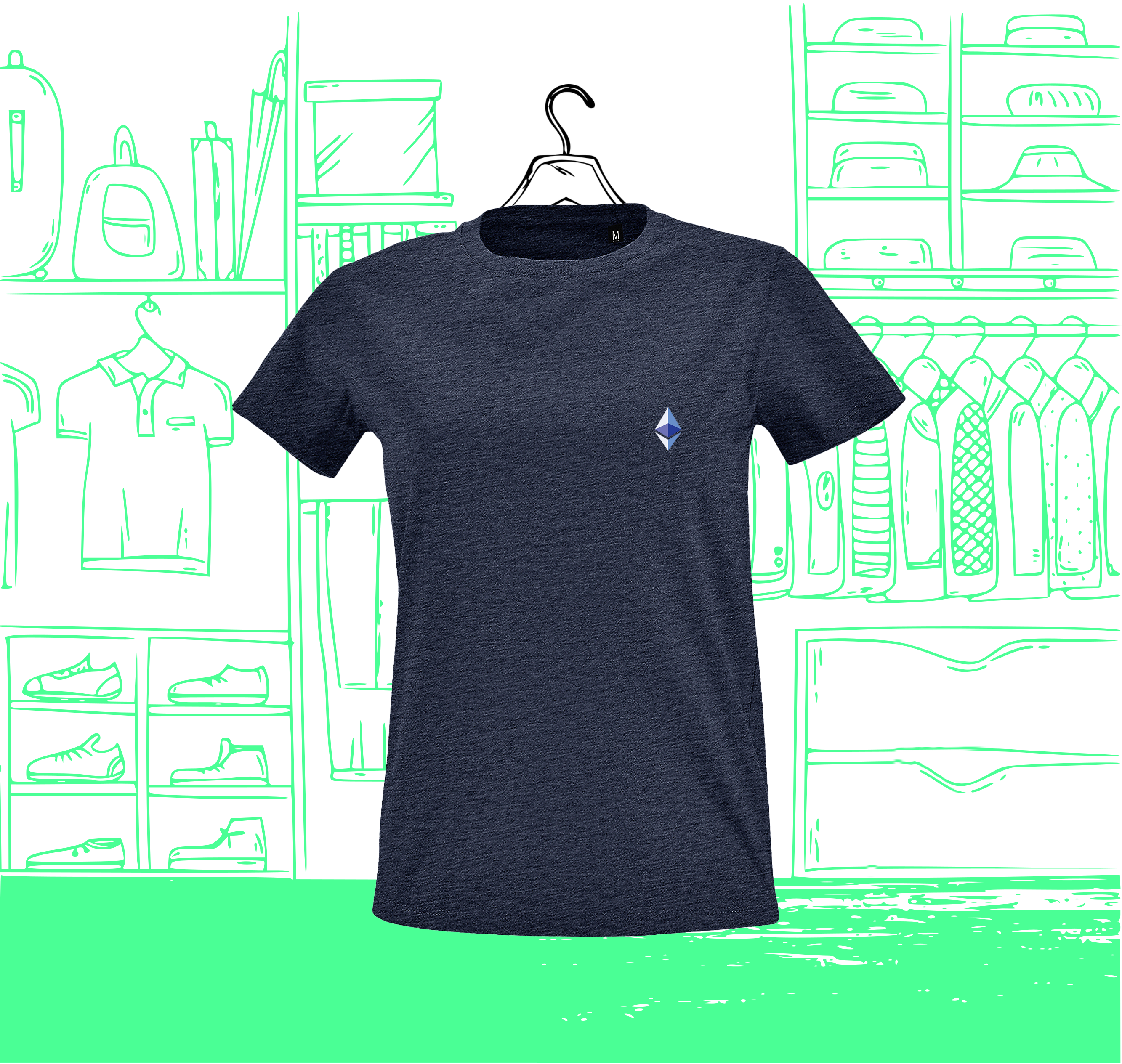 Camiseta Mujer Cuello Redondo FIT ETH Visual Heart Face