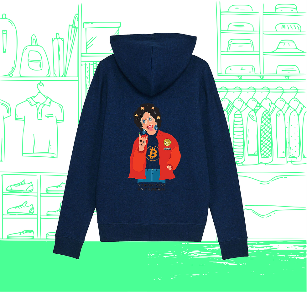 Sweat Hoodie Femme Zippé Bio Crypto Granny Visuel Dos