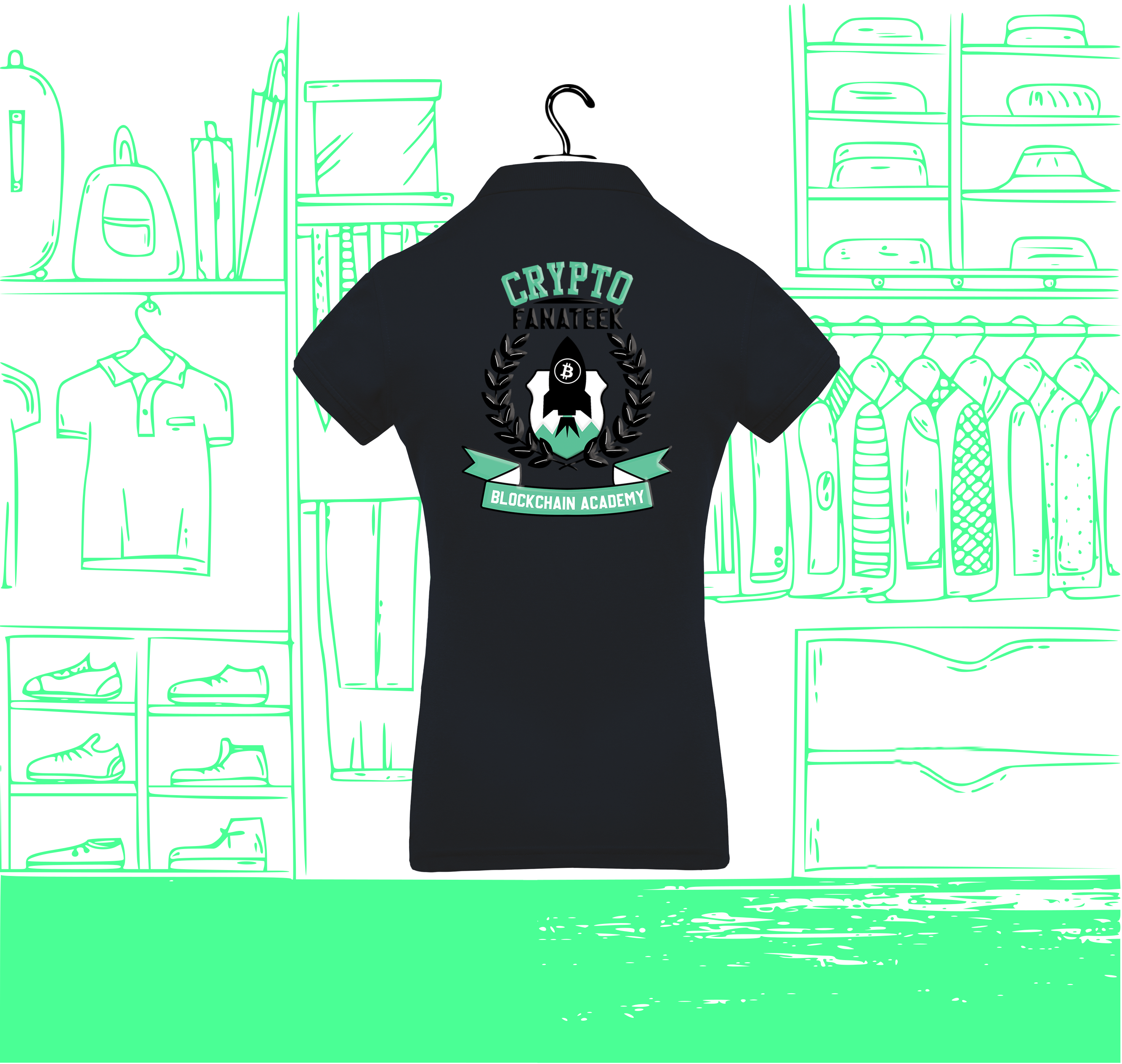 Damen Polo Blockchain Academy Visuelle Rückseite