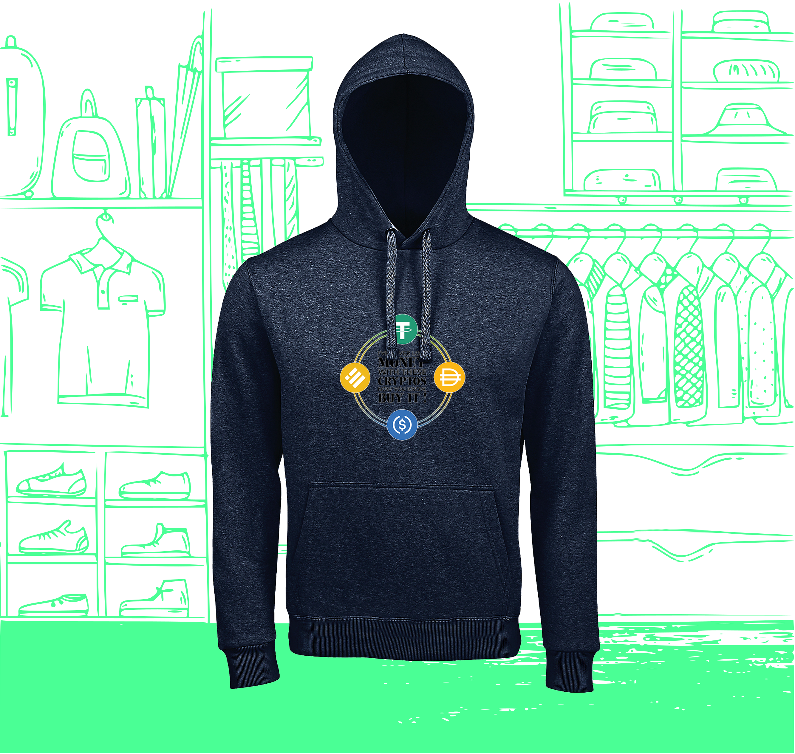 Sweat Hoodie Homme Stablecoin Visuel Face